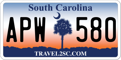 SC license plate APW580