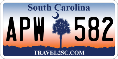 SC license plate APW582