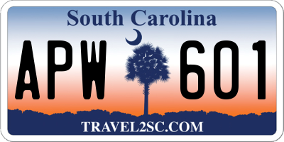 SC license plate APW601