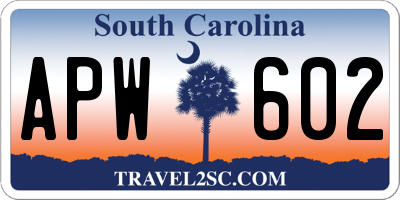 SC license plate APW602