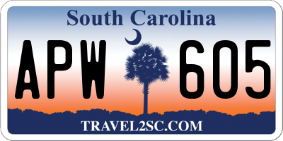 SC license plate APW605