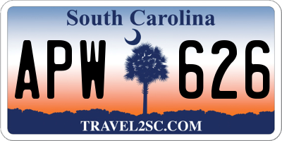 SC license plate APW626