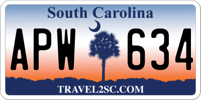 SC license plate APW634