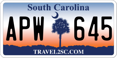 SC license plate APW645