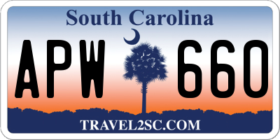 SC license plate APW660