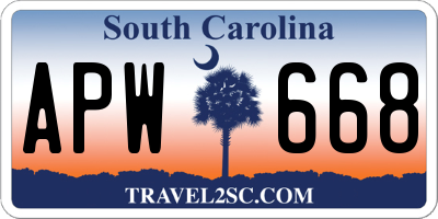 SC license plate APW668