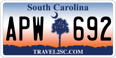 SC license plate APW692