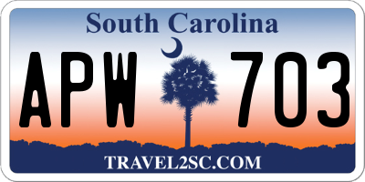 SC license plate APW703
