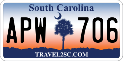 SC license plate APW706