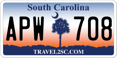 SC license plate APW708