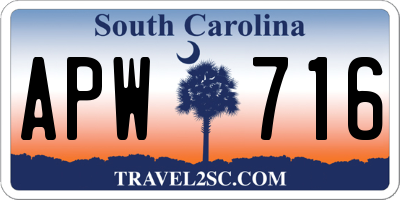 SC license plate APW716