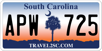 SC license plate APW725