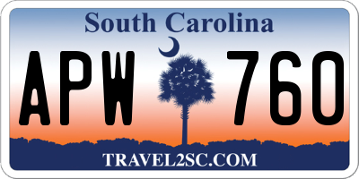 SC license plate APW760