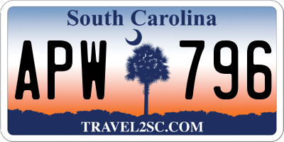 SC license plate APW796