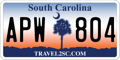SC license plate APW804