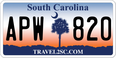 SC license plate APW820