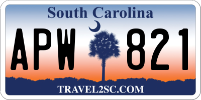 SC license plate APW821