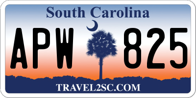 SC license plate APW825