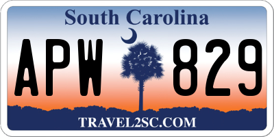 SC license plate APW829