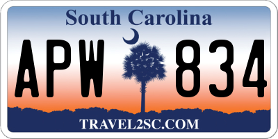 SC license plate APW834