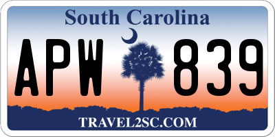 SC license plate APW839