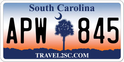SC license plate APW845