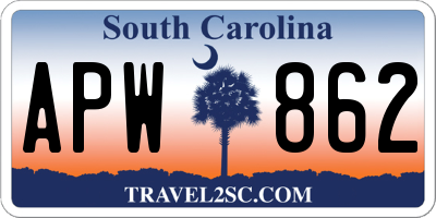 SC license plate APW862