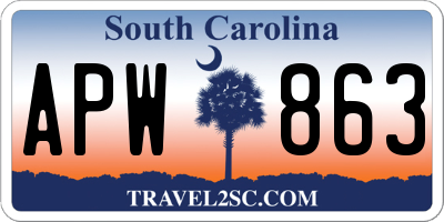SC license plate APW863