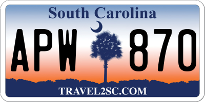 SC license plate APW870