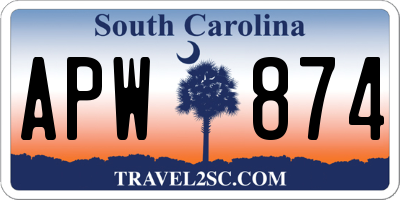 SC license plate APW874
