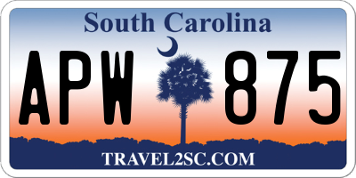 SC license plate APW875