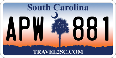 SC license plate APW881