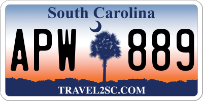 SC license plate APW889