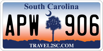 SC license plate APW906