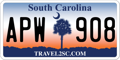 SC license plate APW908