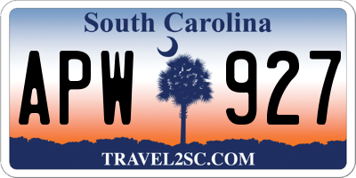 SC license plate APW927