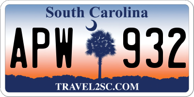 SC license plate APW932