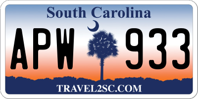 SC license plate APW933