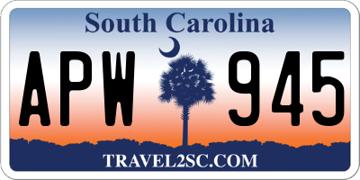 SC license plate APW945