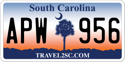 SC license plate APW956