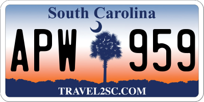 SC license plate APW959