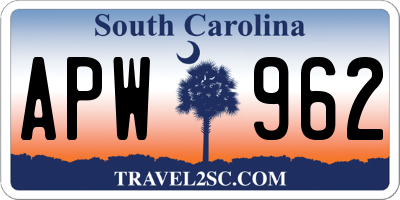 SC license plate APW962