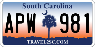 SC license plate APW981