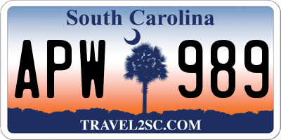 SC license plate APW989