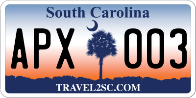 SC license plate APX003