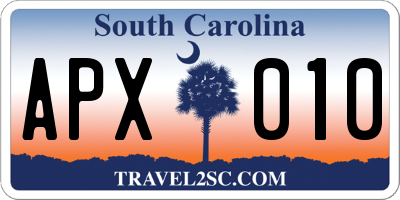 SC license plate APX010