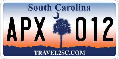 SC license plate APX012