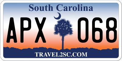 SC license plate APX068