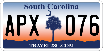 SC license plate APX076