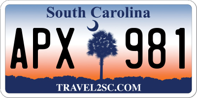 SC license plate APX981